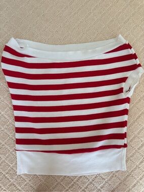 Zara Red and White Striped Mini Skirt, Size M